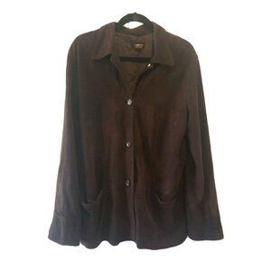 J Crew Suede Leather Jacket Mens Button Front Pockets Sz L Barn Field Coat